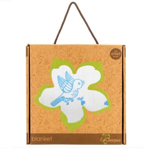 Kaarpas 100% Premium Cotton Muslin 3 Layered Blanket Quilt Baby Blanket With The Theme Of Sparrows Large (KABL1007) (Certified ORGANIC)