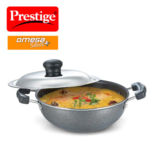 Prestige Omega Select Plus Nonstick Kadai with SS Lid