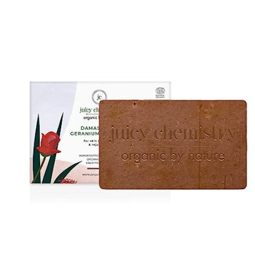 Juicy Chemistry Damask Rose Geranium & Saffron Organic Soap (Certified Organic)