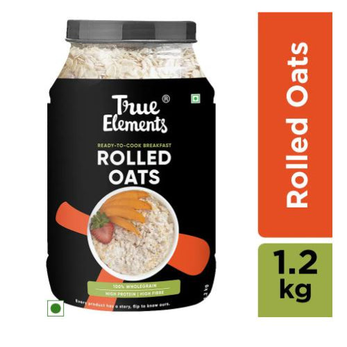 True Elements Rolled Oats Keeps you Full till Lunch 100% Wholegrain Gluten Free Oats High Fibre Breakfast Essentials