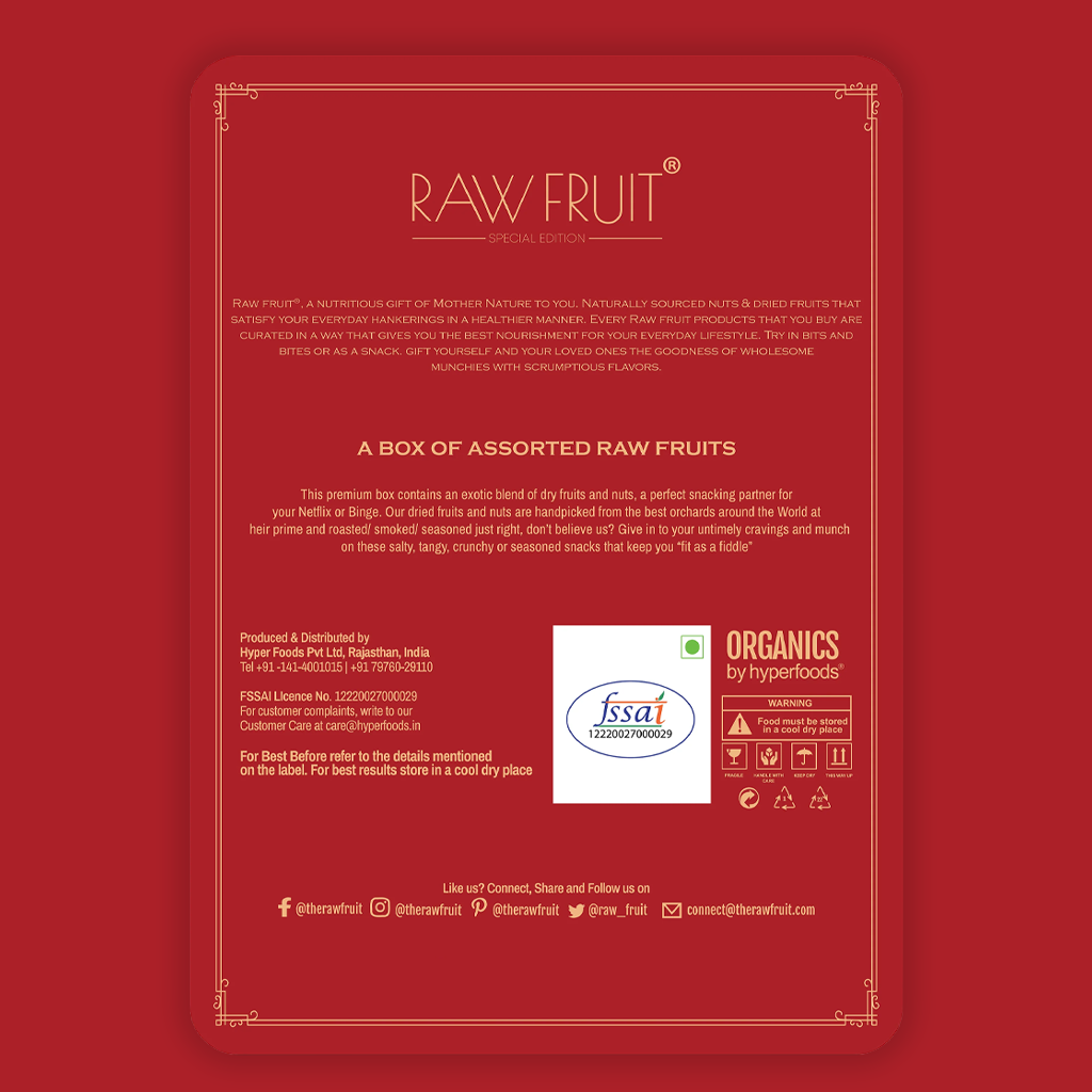Raw Fruit Celebration Diwali Gift Pack : Cashews, Almonds, Pistachio