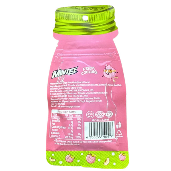 Minteez Label Mintee Sugar Free Mints Peach Flavour - 16 g