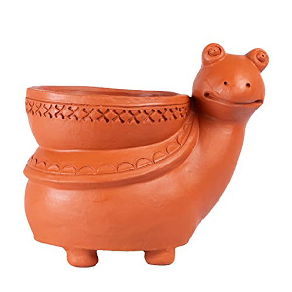 Handmade Clay Snail Shape Planter Indoor/Outdoor (Snail Shape Planter-Brown)