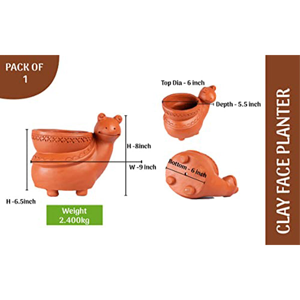 Handmade Clay Snail Shape Planter Indoor/Outdoor (Snail Shape Planter-Brown)