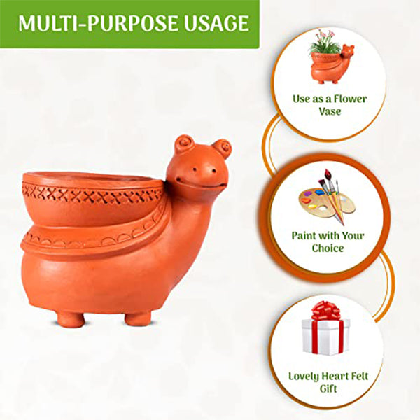 Handmade Clay Snail Shape Planter Indoor/Outdoor (Snail Shape Planter-Brown)