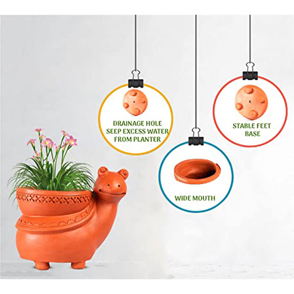 Handmade Clay Snail Shape Planter Indoor/Outdoor (Snail Shape Planter-Brown)