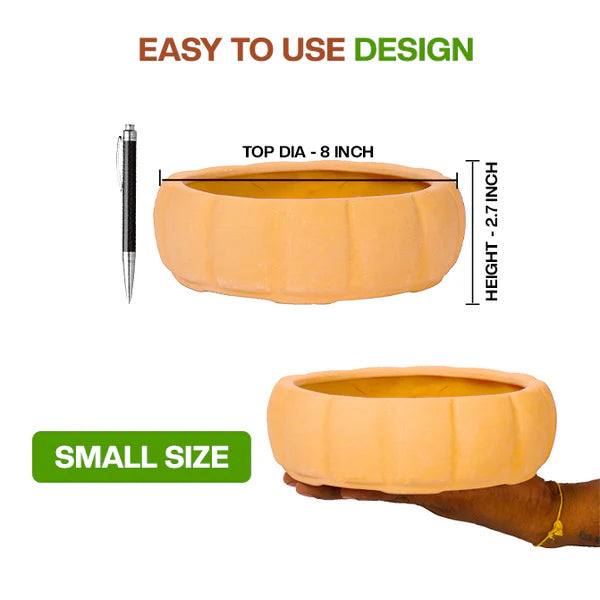 Terracotta Round Shape Bonsai Planter - 8 inch