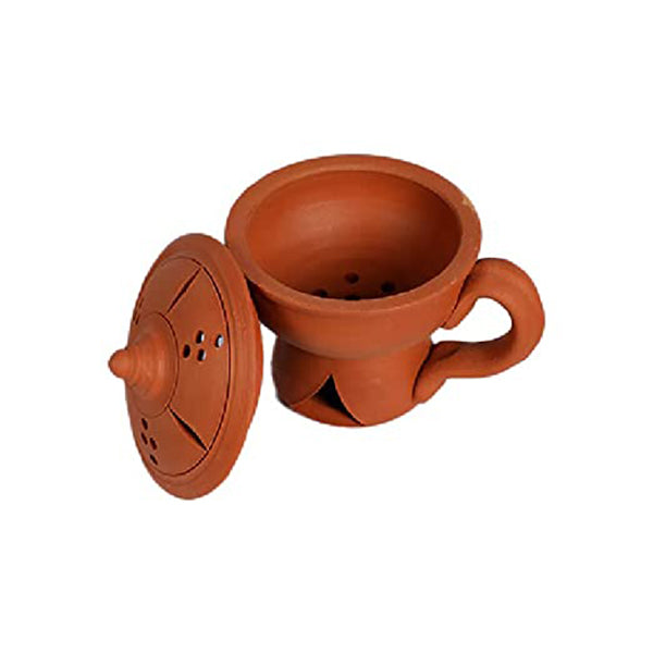 Earthen Clay Sambrani Holder with Lid Incense Holder - Pack 1