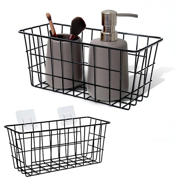 Portable Metal Wire Wall Mount Decor Storage Organizer Basket Bin -1 Pcs