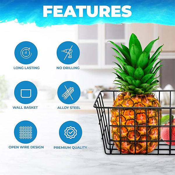 Portable Metal Wire Wall Mount Decor Storage Organizer Basket Bin -1 Pcs