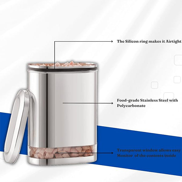 JVL Stainless Steel Galaxy Clear Canister with Unbreakable Steel Lid  2.75 L - 1 Pc