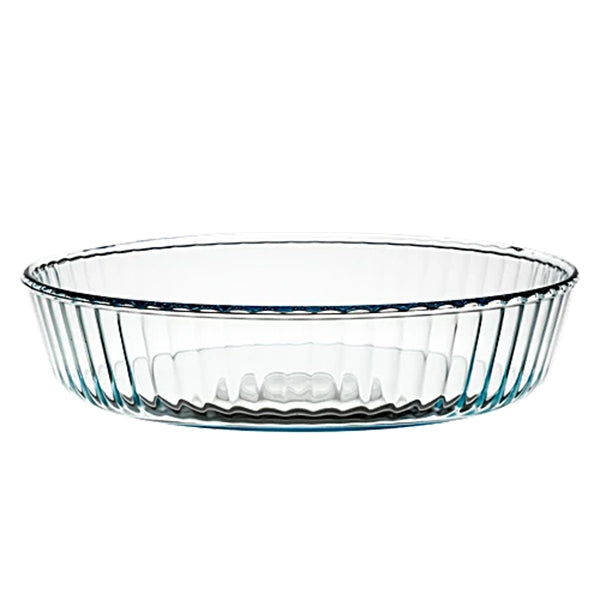 LAOPALA Fluted Pie Dish Tempered Borosilicate Glass Transparent  Microwave Safe 1.3 L -1 Pc