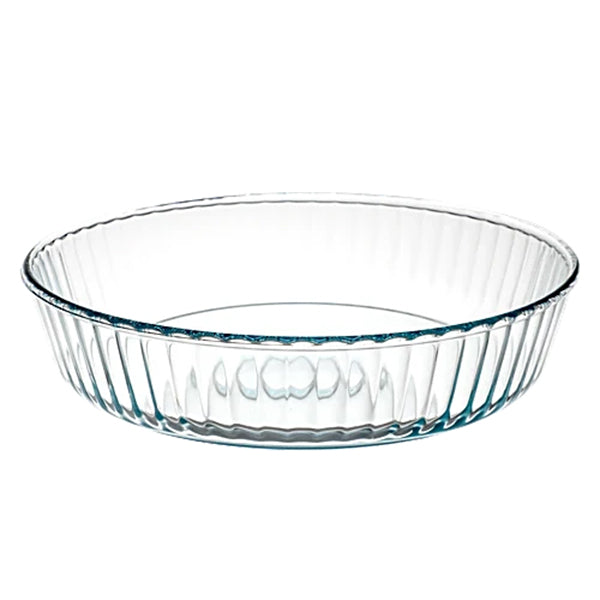 LAOPALA Fluted Pie Dish Tempered Borosilicate Glass Transparent  Microwave Safe 1.3 L -1 Pc