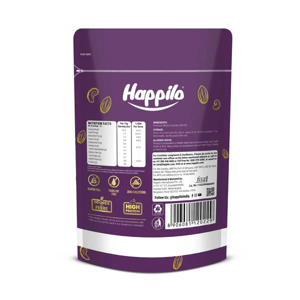 Happilo Premium Whole Cashew Nuts - 200 g