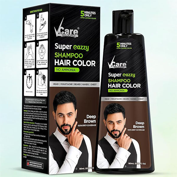 VCare Shampoo Super Eazzy Hair Colour Natural Brown - 180 ml
