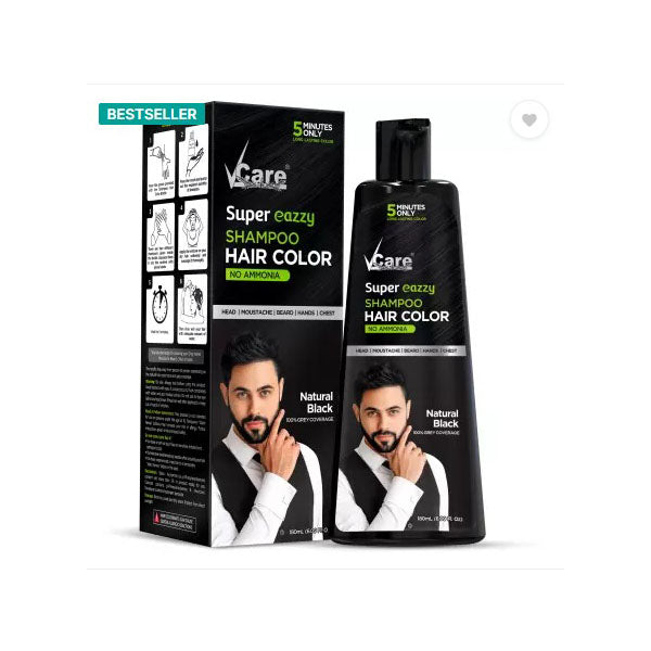 VCare Shampoo Super Eazzy Hair Colour Natural Black - 180 ml