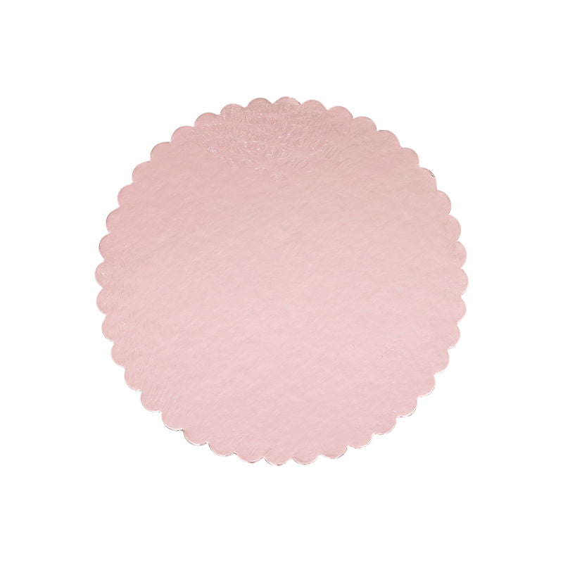 Redman Cake Board 8" Round Wavy Pink  - 5Pcs