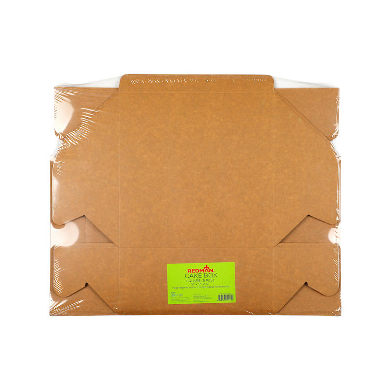 Redman Uncoated Kraft Cake Box 9X9X4"  -  5Pc