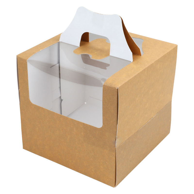Redman Coated Kraft Cakebox Window Handle 6.5X6.5X6"  -  5Pc
