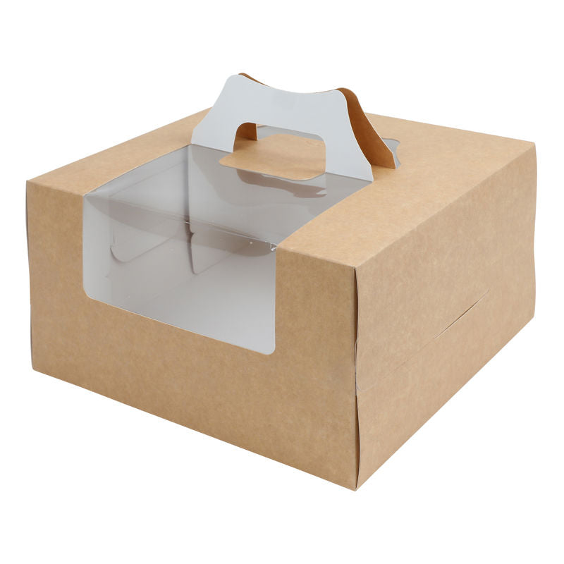 Redman Coated Kraft Cakebox Window Handle 10X10X5.5"  -  5Pc