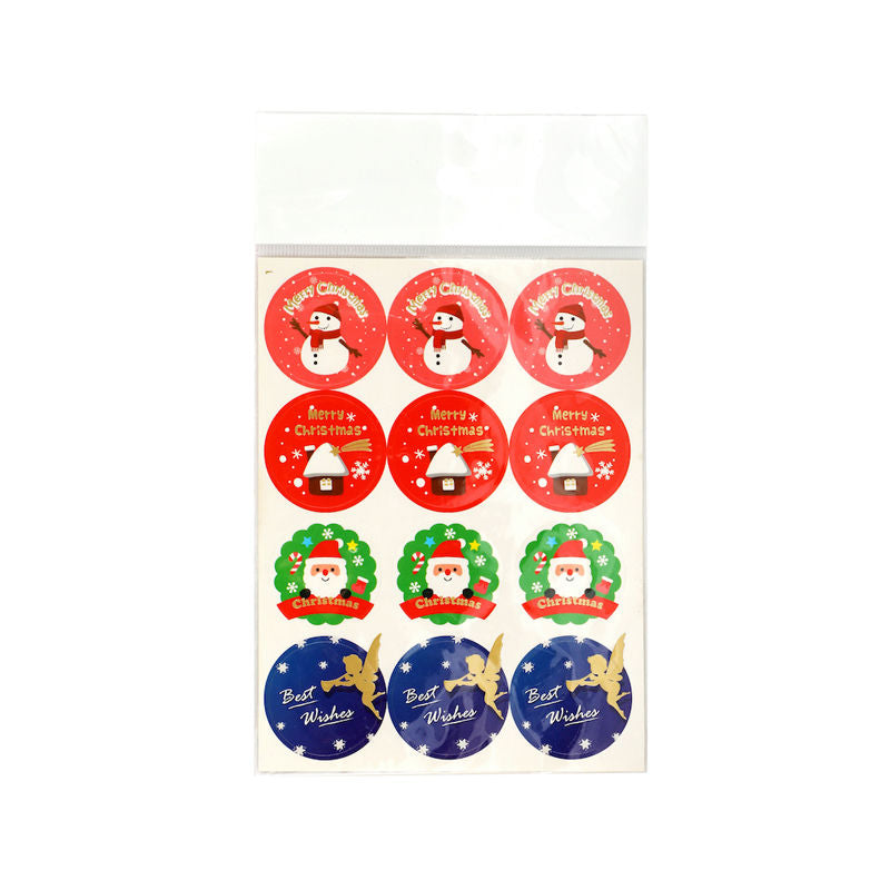 Others X'Mas Sticker Merry Xmas Round B091  - 12Pc