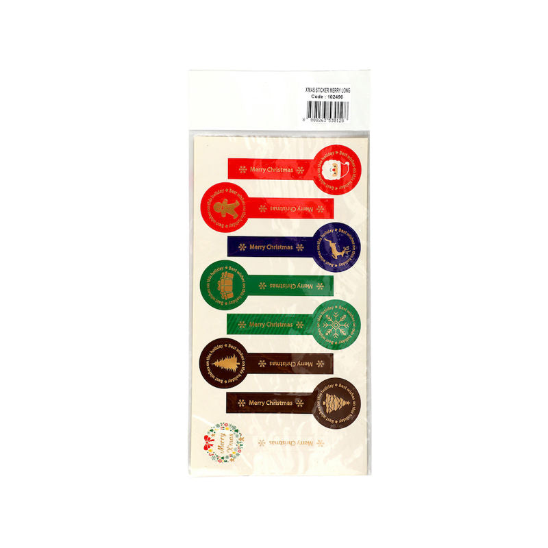 Others X'Mas Sticker Merry Xmas Long B093  -  8Pc