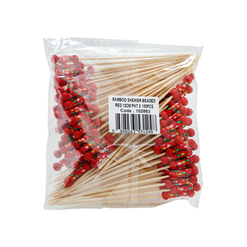 Redman Bamboo Skewer Red Beaded 12Cm  - 00Pc