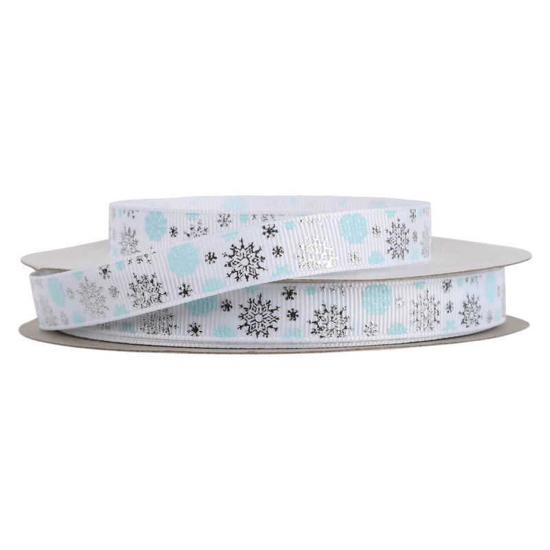 Redman Ribbon White Snowflakes 13Mmx25M - 1 Pc
