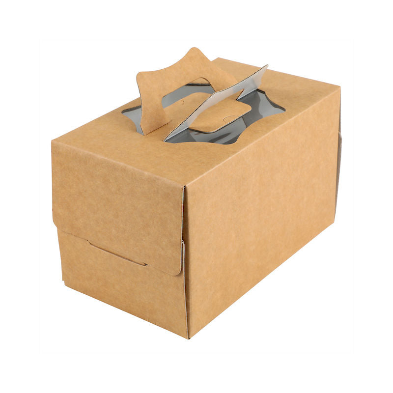Redman Kraft Log Cake Box Top Window & Handle 10X6X6" - 1 Pc