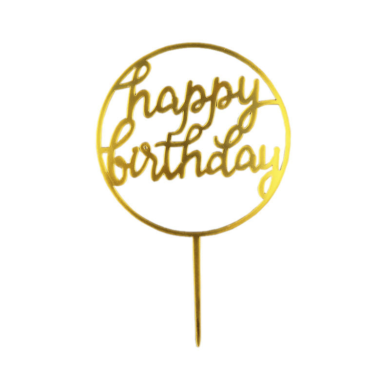 Redman Arcylic Insert Happy Birthday Round Gold - 1 Pc