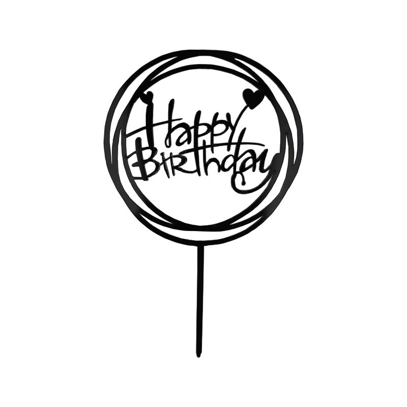 Redman Arcylic Insert Happybirthday Round Black - 1 Pc