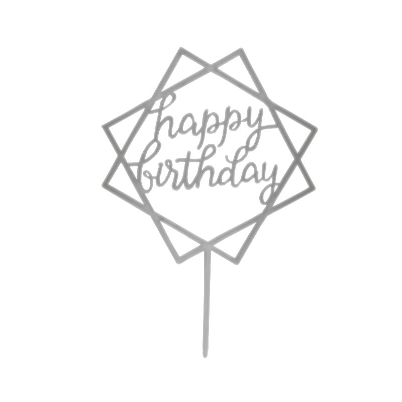 Redman Arcylic Insert Happybirthday Square Silv - 1 Pc
