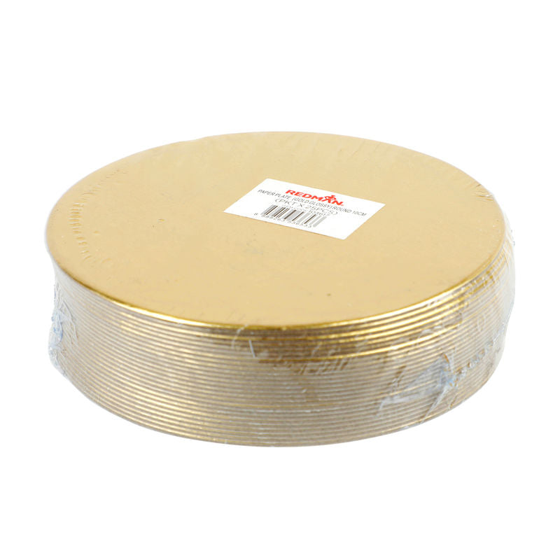 Redman Paper Plate Round Gold 10Cm  - 25Pc