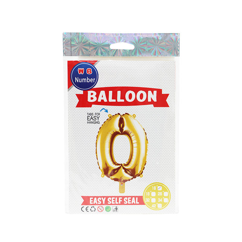Na Balloon Number 0 Gold 16" - 1 Pc