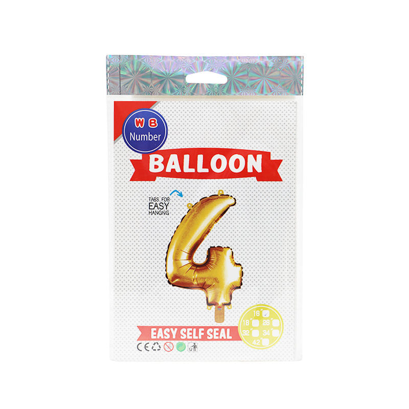 Na Balloon Number 4 Gold  -  16"