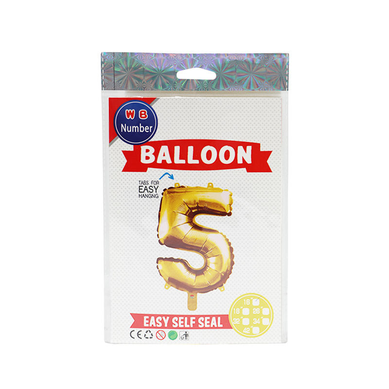 NA Balloon Number 5 Gold 16" - 1 Pc
