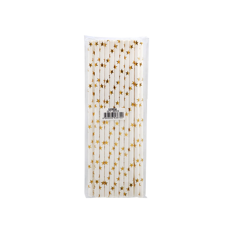 Redman Paper Straw Gold Star 6X197Mm 20Pc  - 1 Pc