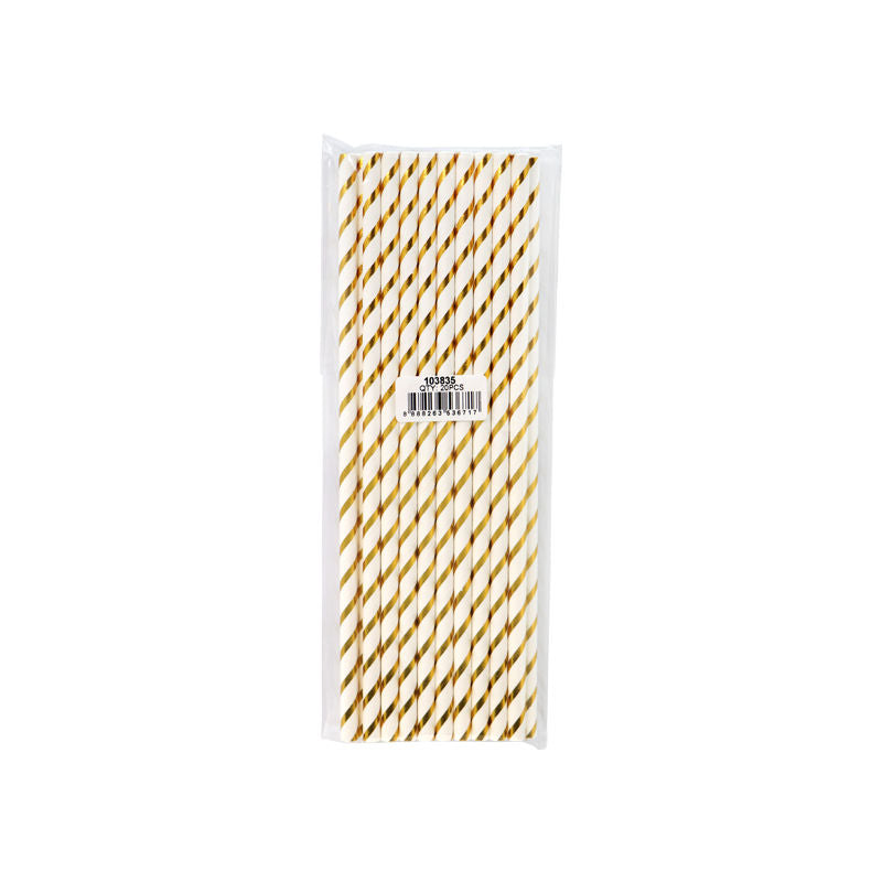 Redman Paper Straw Gold Stripe 6X197Mm 20Pc  - 1 Pc