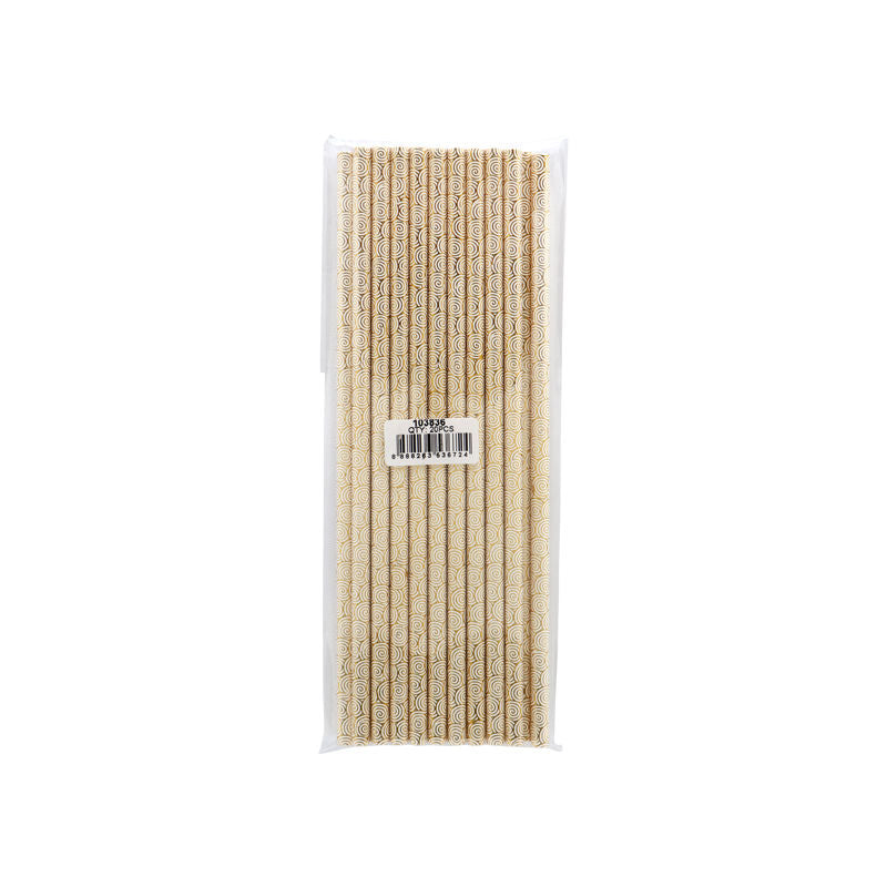 Redman Paper Straw Gold Spiral 6X197Mm 20Pc  - 1 Pc