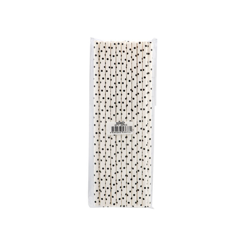 Redman Paper Straw Black Polka Dot 6X197Mm 20Pc  - 1 Pc
