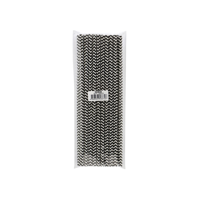 Redman Paper Straw Black Chevron 6X197Mm 20Pc  - 1 Pc
