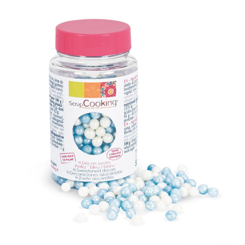 Scrapcooking White Blue Pearl Sprinkles  -  55 G