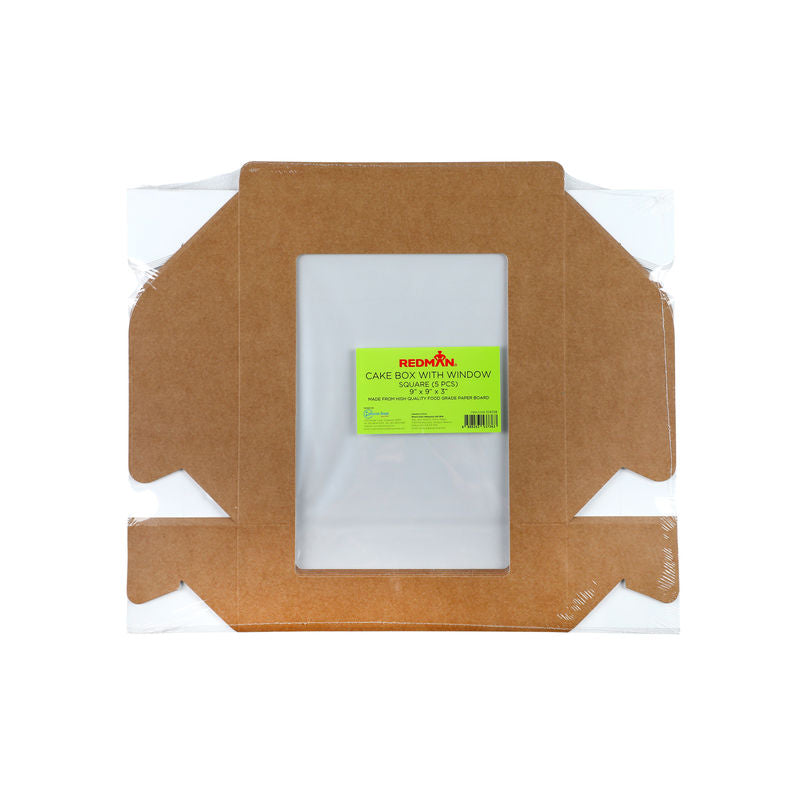 Redman Kraft Cake Box Window 9X9X3"  -  5Pc