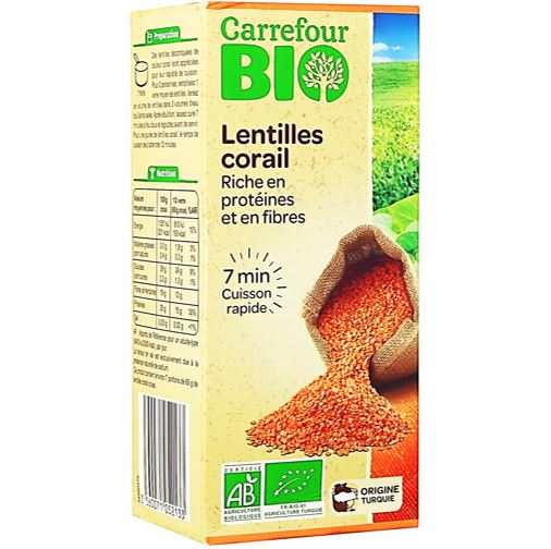 Carrefour Organic Coral Lentils  - 450 G