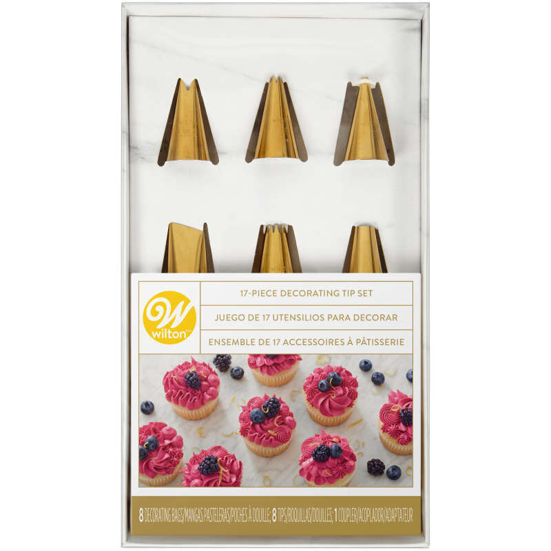 Wilton Piping Tip Set W Bag N Coupler 418-0-0009 - 17 Pc