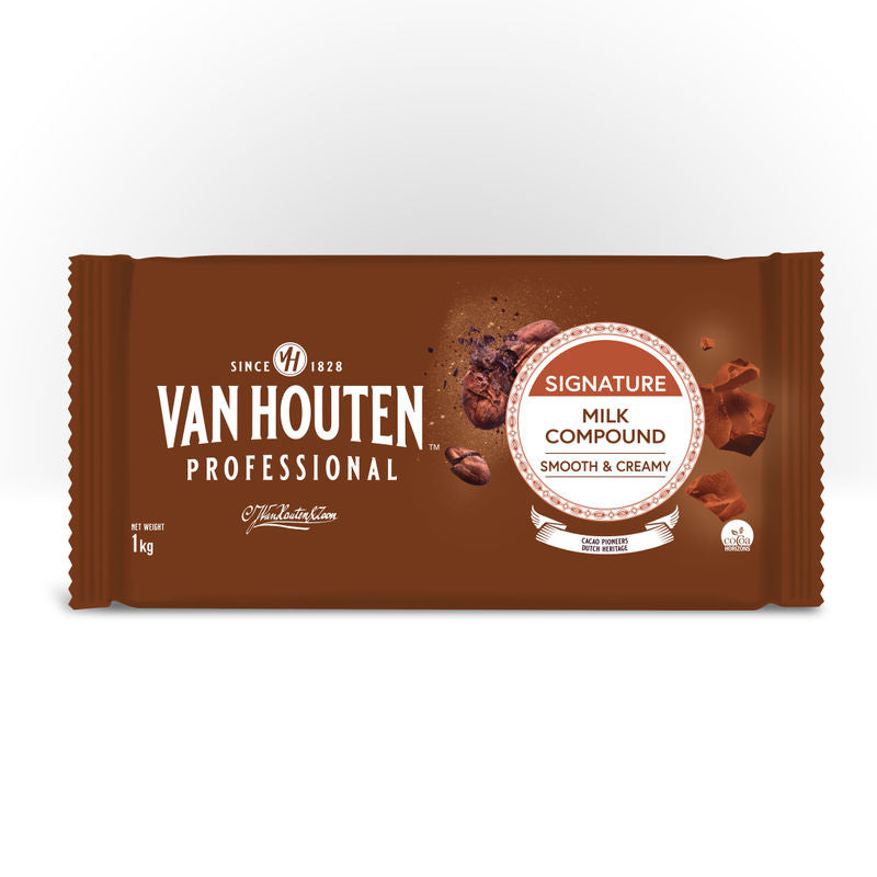 Van Houten Professional Choc Milk Compound Block 1Kg  -  Vhp