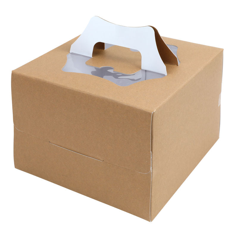 Redman 700Gsm Kraft Cake Box Window Handle 8X8X5.5"  -  5Pc