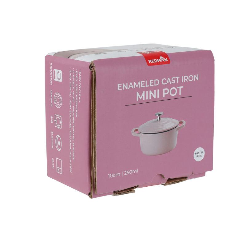 Redman 10Cm Cast Iron Enamel Mini Pot-Pastel Pink  - 1 Pc