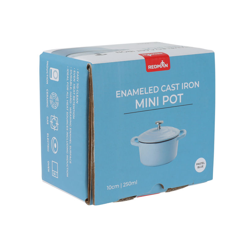 Redman 10Cm Cast Iron Enamel Mini Pot-Pastel Blue  - 1 Pc