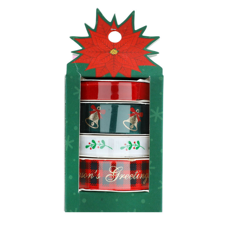 Redman Ribbon Xmas Red Green White Set Of  - X1Yd